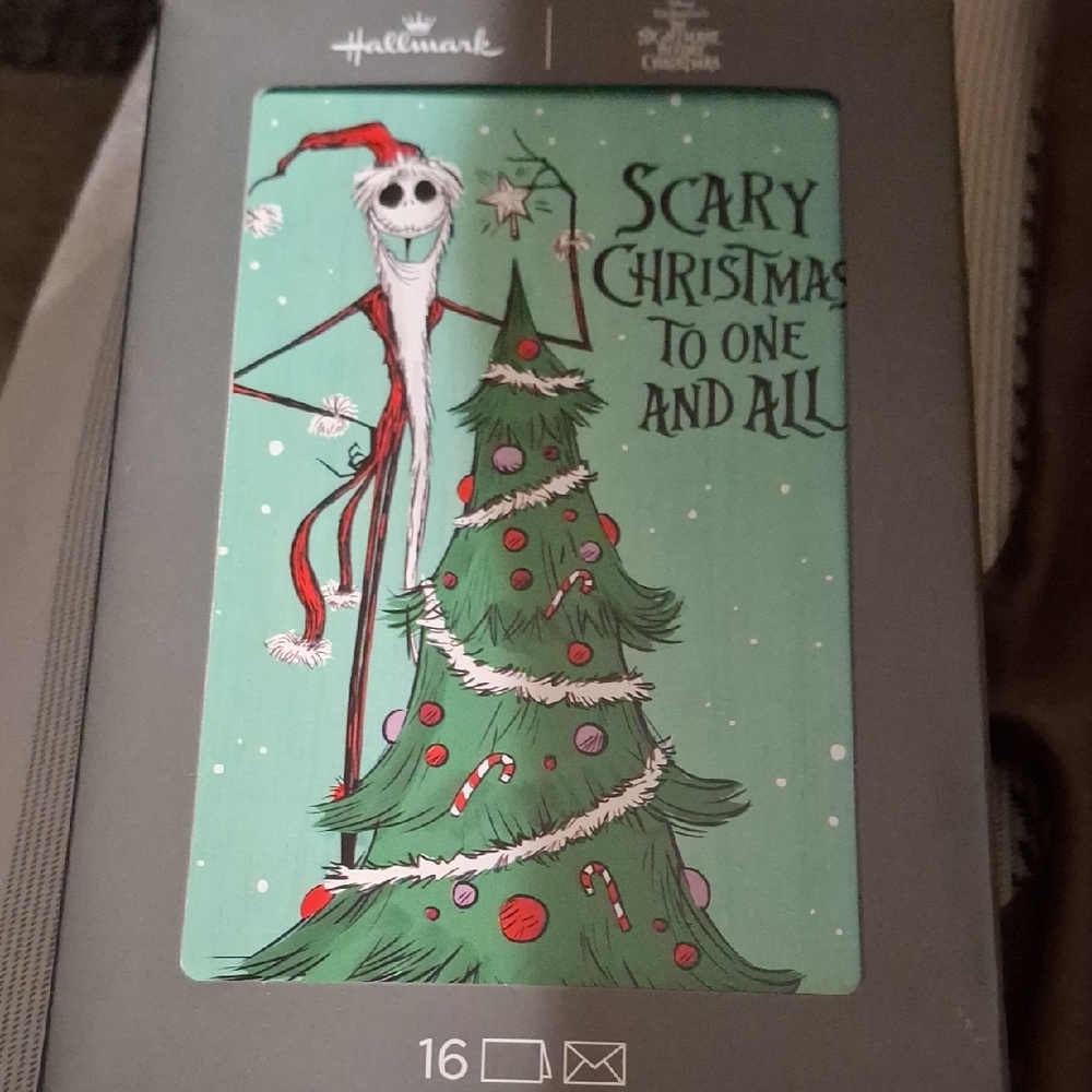 Nightmare Before Christmas Hallmark Green and Red Scary Christmas Card Set-2 Box